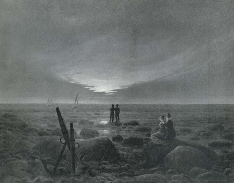 Caspar David Friedrich Moonrise over the sea oil painting image